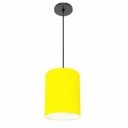 Ver imagem 1 de Lustre Luminária Pendente Vivare Free Lux Pe-4103pr Cúpula em Tecido 15x20cm Amarelo Canopla Preta