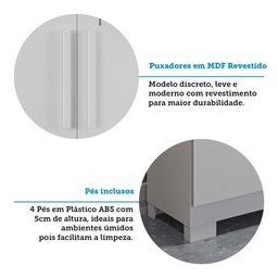 Armário Multiuso 2 Portas com Chave 100% MDF Prisma Branco - 6