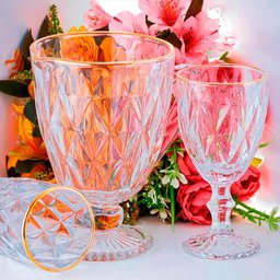 Conjunto de Copos de Vidro Diamond Fio de Ouro 270ml 2 peças - Lyor - 4