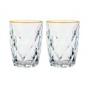 Ver imagem 1 de Conjunto de Copos de Vidro Diamond Fio de Ouro 270ml 2 peças - Lyor