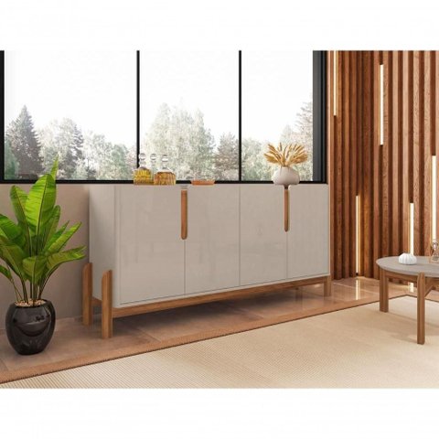 Bancada Aparador Ares Off White/cedro com 4 Portas