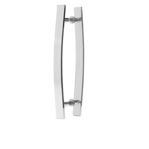 Puxador Duplo Alumínio Curvo 40cm Porta Pivotante Polido