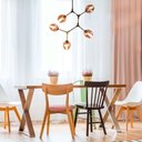 Ver imagem 2 de Lustre Moderno Obre em Metal e Cristal para Sala de Jantar e Ambientes Modernos - 100x40cm