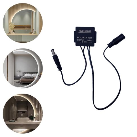 2 Botões Touch, Interruptor de Espelho 12v, 3a, 36w, Sensor de Toque P/ Fita Led com Uma Cor de Luz