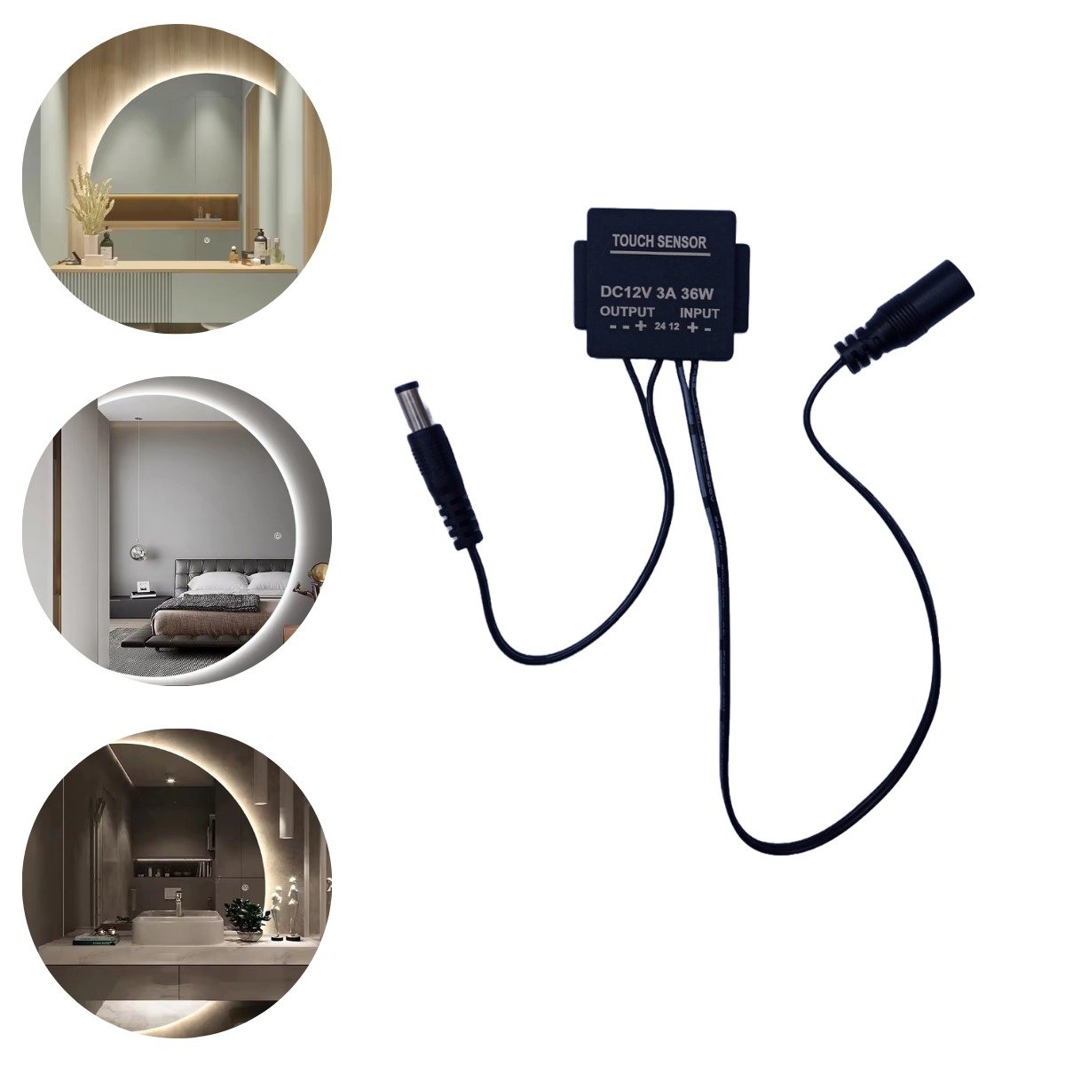 2 Botões Touch, Interruptor de Espelho 12v, 3a, 36w, Sensor de Toque P/ Fita Led com Uma Cor de Luz