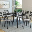 Ver imagem 1 de Conjunto Mesa 140cm com 6 Cadeiras New Malva Preto/Cinza Floral