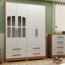 Ver imagem 2 de Guarda Roupa Infantil Peroba Charlô 4 Portas Branco Amêndoa