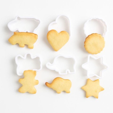 Cortador de Biscoito Molde Plástico Atóxico 6 Peças Divertidos para Massas e Frutas