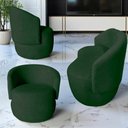 Ver imagem 1 de Kit Namoradeira + 2 Poltronas Decorativa Beatriz Orgânica Suede Verde