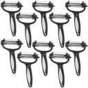 Ver imagem 1 de Kit 10 Descascadores de Legumes 3 Lâminas Giratórias Manual 15cm Preto Lyor Inox Plástico