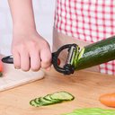 Ver imagem 2 de Kit 10 Descascadores de Legumes 3 Lâminas Giratórias Manual 15cm Preto Lyor Inox Plástico