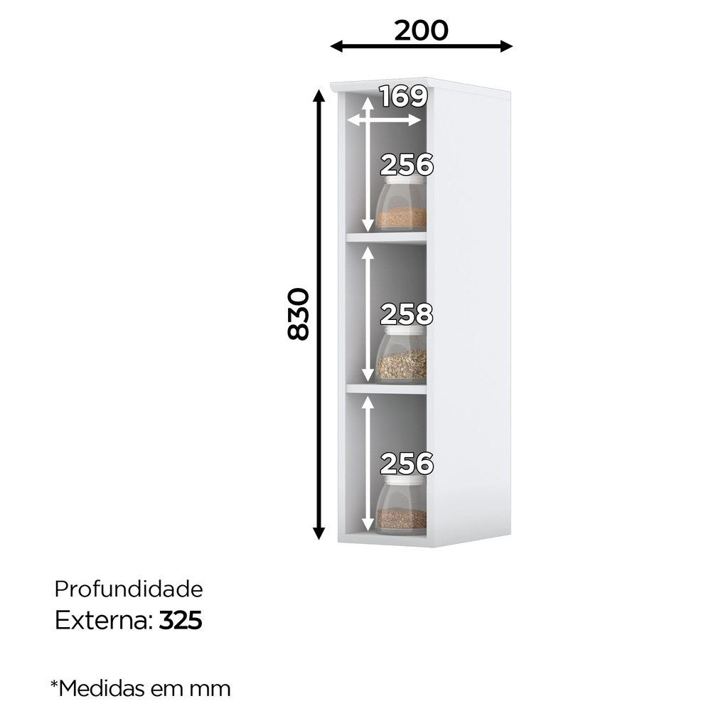 Armário Aéreo para Cozinha Nicho 20cm Nova York  - 2