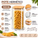 Ver imagem 2 de Pote Hermético Vidro Borossilicato 1500ml Tampa de Bambu Porta Mantimentos