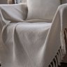 Manta Decorativa para Sofá Boho Hebrom Off White Fastlar Manta 100% Algodão 140x250cm - 2
