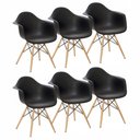 Ver imagem 1 de Kit 6 Cadeiras Charles Eames Eiffel com Braço - Preta