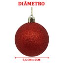 Ver imagem 4 de Kit 18 Bolas Natalino Enfeite Árvore Natal Vermelho Glitter
