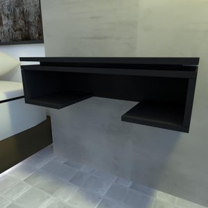Mesa de Cabeceira Suspensa Simples Preto Minimalista Moderno Aparador Mdf Preta