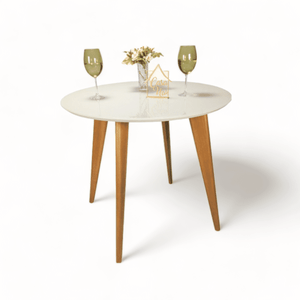Mesa de Jantar Tampo com Vidro Redonda 90x90cm Slim 
