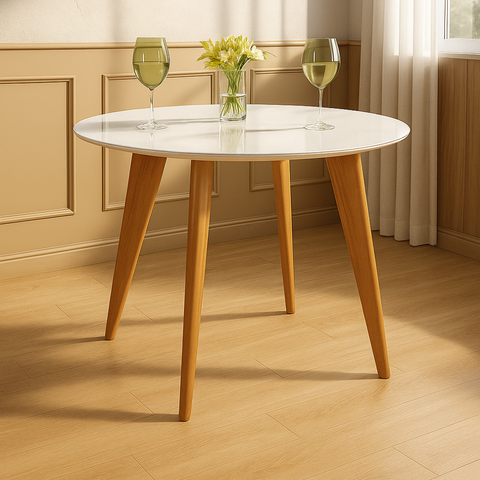 Mesa de Jantar Tampo com Vidro Redonda 90x90cm Slim 