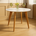 Ver imagem 1 de Mesa de Jantar Tampo com Vidro Redonda 90x90cm Slim Bege