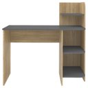 Ver imagem 2 de Mesa Escrivaninha 3 Prateleiras 111 Cm Carvalho Grafite Arly