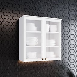 Armário Aéreo para Cozinha 2 Portas De Vidro Nova York - 1