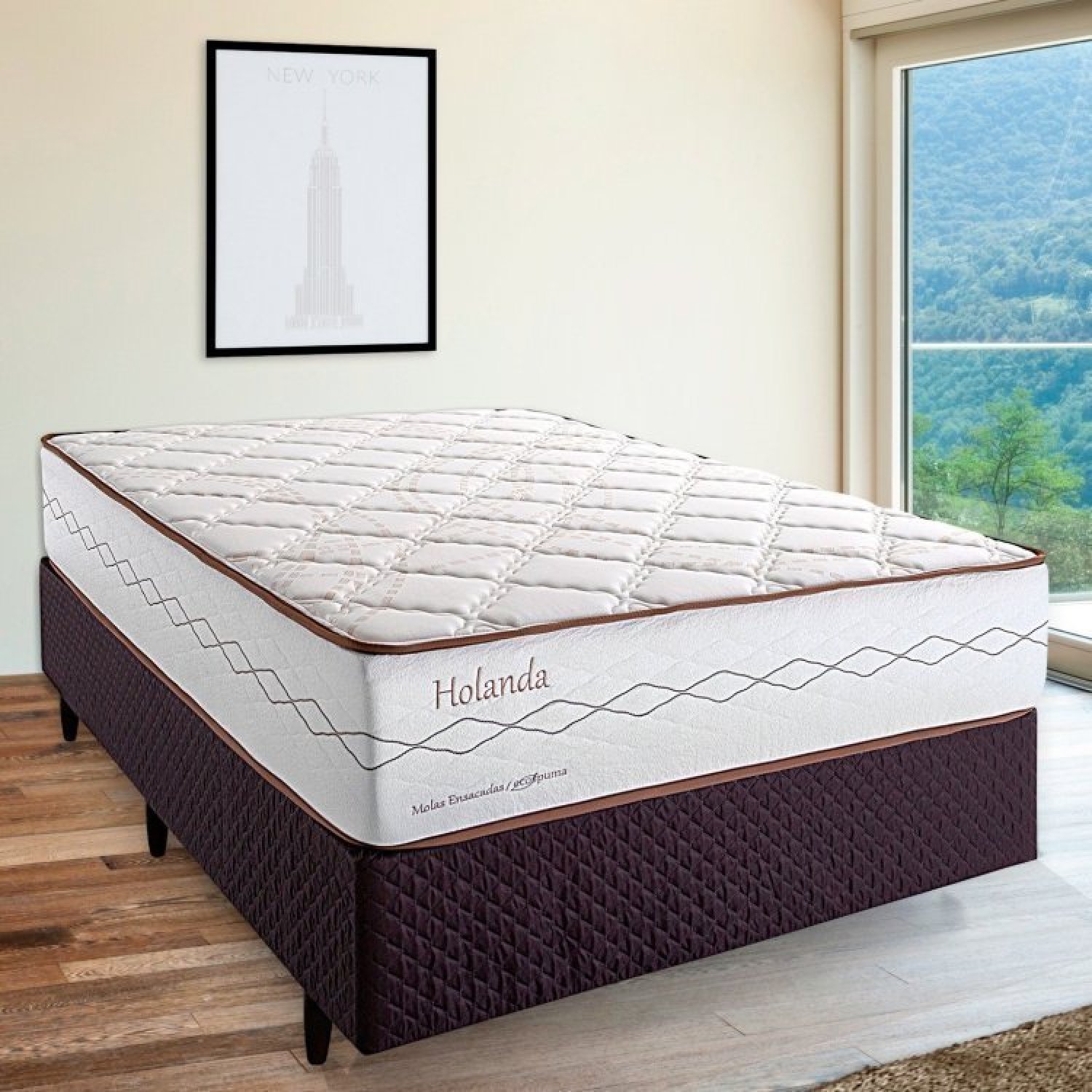Cama Box Casal Molas Ensacadas 138x188x32cm Holanda | MadeiraMadeira
