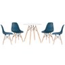 KIT - Mesa redonda Eames 70 cm branco + 4 cadeiras Eiffel DSW Azul petróleo - 1