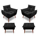Ver imagem 1 de Kit C-02 Poltronas Opala + 02 Puff Opala Elegante Suede Preto