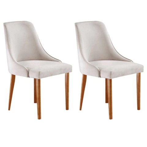 Conjunto 2 Cadeiras Madeira Maciça Roma Marrom/Imbuia/Branco