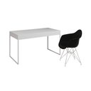 Ver imagem 2 de Escrivaninha Industrial Office Estudo Malta Branca 137x53cm com 1 Poltrona Preta Eames Eiffel Base F