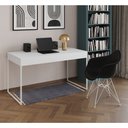 Ver imagem 1 de Escrivaninha Industrial Office Estudo Malta Branca 137x53cm com 1 Poltrona Preta Eames Eiffel Base F