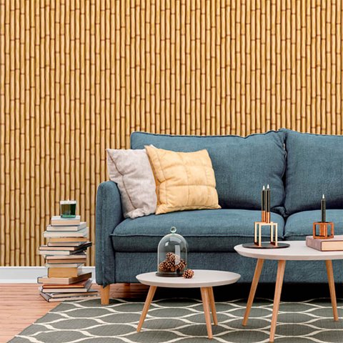 Papel de Parede Bambu 4 Arte Destaque 2,50 Metros