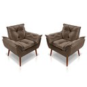 Ver imagem 6 de Kit C-2 Poltronas Opala + 01 Puff Opala Elegante Suede Marrom