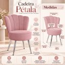 Ver imagem 3 de Cadeira Pétala Rosa para Penteadeira Quarto Pés Cromados Veludo Prateado Rosa-Claro