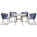 Ver imagem 1 de Mesa com 4 Cadeiras e Noronha Estofado 3 Trama Original Azul