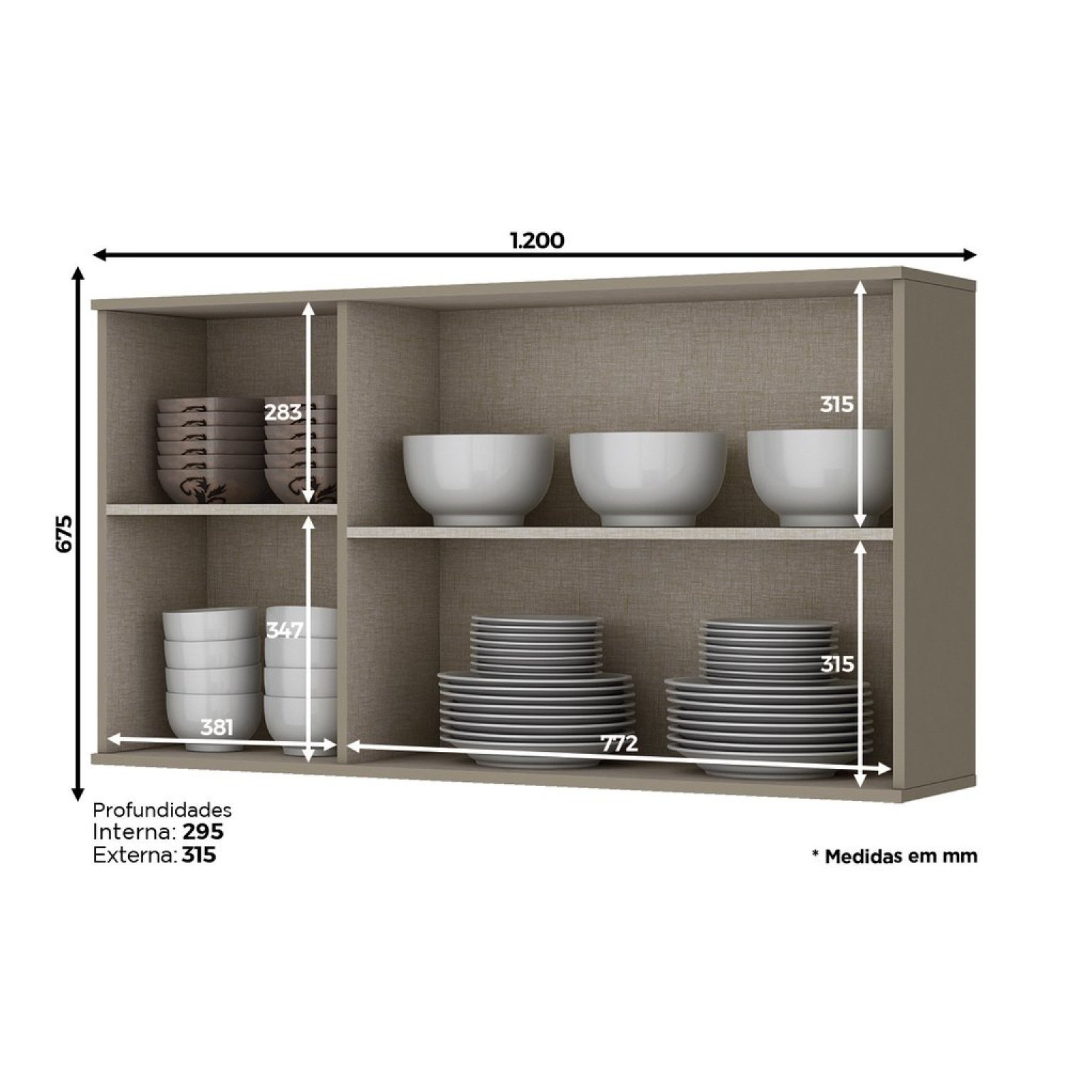 Armário Aéreo para Cozinha 120cm 3 Portas Évelin  - 4