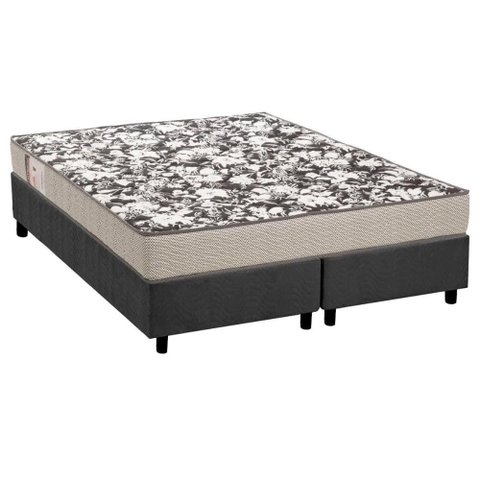 Conjunto Box Queen: Colchão Espuma Ortobom D26 Physical Ultra Resistente + Base Crc Suede Gray (