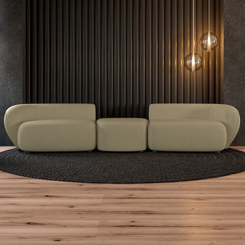 Sofá Versátil Sala de Estar Egito 342cm Modulado Bouclê Bege Escuro G52 - Gran Belo
