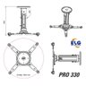 Suporte de Teto ELG Pro 330 para Projetor com Inclinação e Fixação Universal - Suporta até 4,1kg - 2