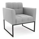 Ver imagem 1 de Poltrona Elisa Suede Cinza Base Metálica Industrial Preto - D'Rossi