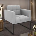 Ver imagem 6 de Poltrona Elisa Suede Cinza Base Metálica Industrial Preto - D'Rossi