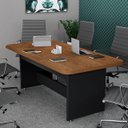 Ver imagem 1 de Mesa para Sala de Reunião Office Executivo para 6 Lugares Tampo Amadeirado