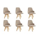 Ver imagem 1 de Kit 6 Cadeiras Sala Jantar Suria 1c002ca Premium Madeira Maciça 6 Un Carvalho/linho Bege Fendi -
