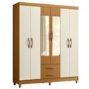 Ver imagem 1 de Guarda Roupa Solteiro 154cm com Espelho Dony A02 Off/cinamomo - Mpozenato