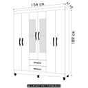 Ver imagem 3 de Guarda Roupa Solteiro 154cm com Espelho Dony A02 Off/cinamomo - Mpozenato