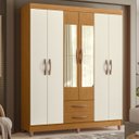 Ver imagem 2 de Guarda Roupa Solteiro 154cm com Espelho Dony A02 Off/cinamomo - Mpozenato