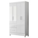 Ver imagem 1 de Guarda Roupa Solteiro Madri 4 Portas e 2 Gavetas Flex Branco com Espelho - Moval