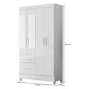 Ver imagem 5 de Guarda Roupa Solteiro Madri 4 Portas e 2 Gavetas Flex Branco com Espelho - Moval