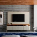 Ver imagem 1 de Rack Portas Brise e Pés em Metal 180cm com Painel 100% Mdf Cor:louro e Luna com Dourado